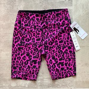 VOGO High Waist Pink Leopard Bike Shorts Size M
